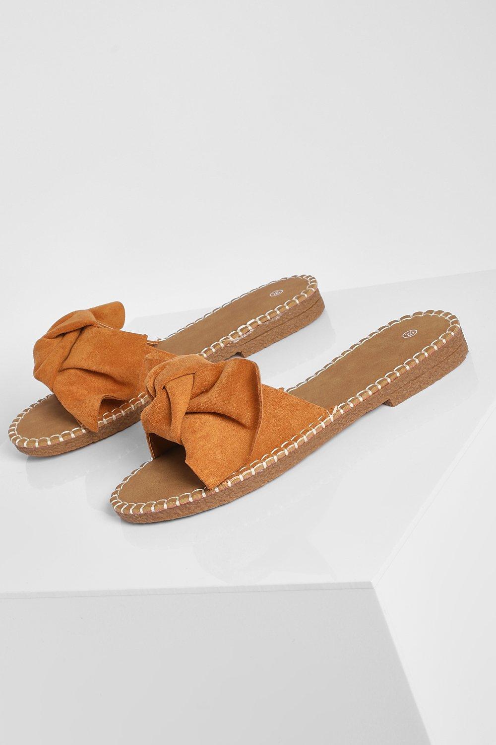 Tan bow sale sandals